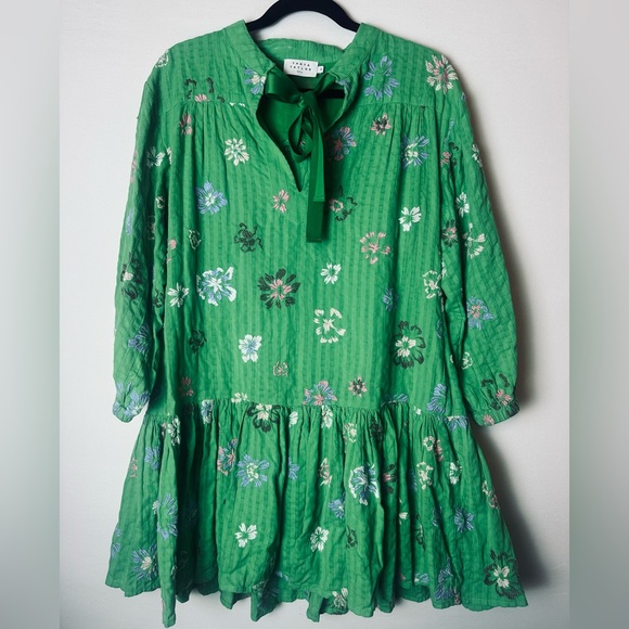 Tanya Taylor Other - ❗️Tanya Taylor OLIANA FLORAL-EMBROIDERED SEERSUCKER MINIDRESS FLORAL KELLY GREEN
